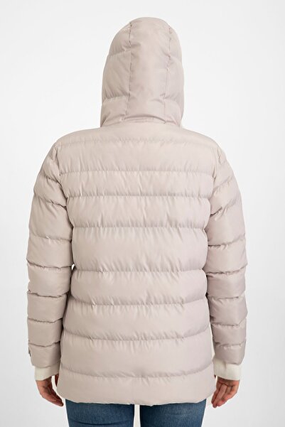 Montup Γυναικείο πουπουλένιο παλτό με πέτρινη κουκούλα Fleece Fur - Αδιάβροχο και ανθεκτικό στον αέρα