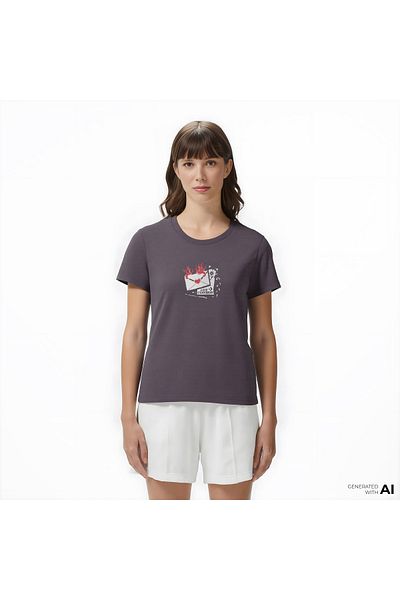 converse Classic Women's Slim Fit Printed Black T-Shirt