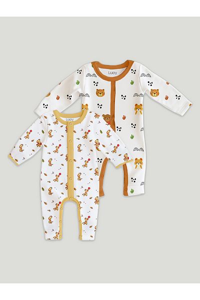 luay 100% Cotton Full Sleeves Printed Baby Romper,Bodysuit for Baby Girls & Baby Boy 0-3 M (PO2)