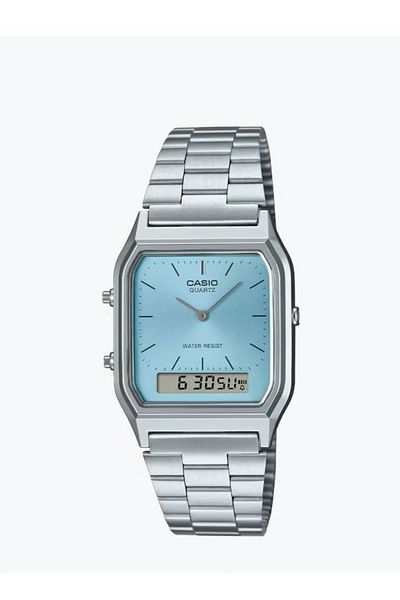 Casio Blue Dial Unisex Analog Quartz Watch with Stainless Steel Strap