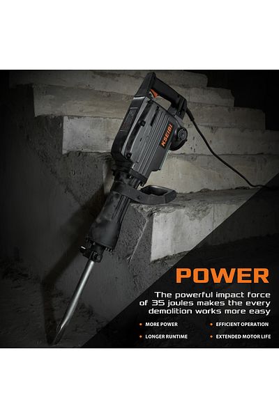 kseibi Demolition Hammer 1400W, Concrete Breaker for Chipping Away at Bricks, Tiles & Stone