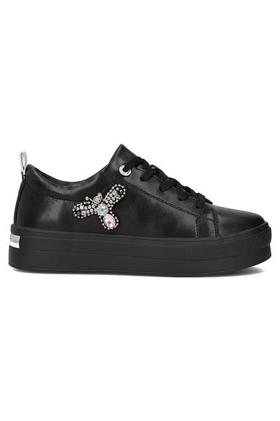 Filippo Teniși low-top, piele naturală, detalii decorative, Negru, 36 EU