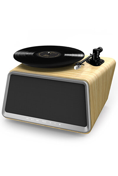 Hym Originals Seed Retro Pikap Plakçalar Bluetooth Hoparlörlü 80W RMS Hi-Fi Ses Sistemi, Meşe Ağacı