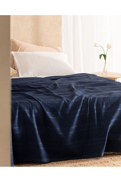 Madame Coco Mathilda Double 100% Cotton Karde Plain Pique - Navy Blue