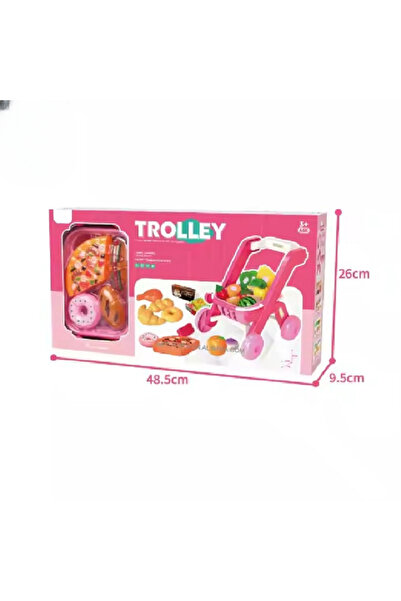 rexa عربة تسوق بلاستيكية صغيرة 2 في 1 لعبة طعام الفاكهة للأطفال