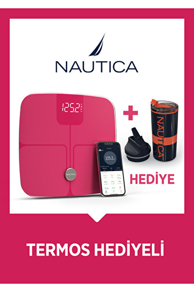 Nautica Vücut Analizli Smart Akıllı Bluetooth Tartı Baskül + Nautica 500 ml Termos Hediyeli