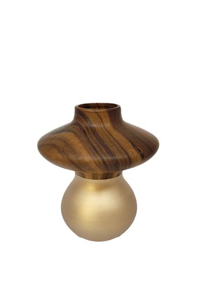 Living Ceramic vase, brown and gold color, 20 cm