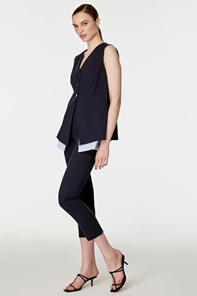 NAGRADA Çizgili Garnili Yelekli Takım LACİVERT