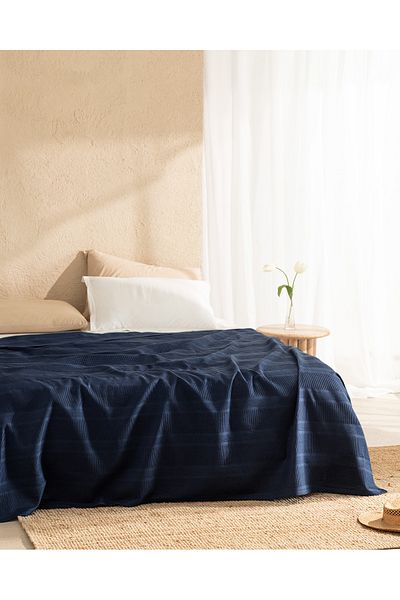 Madame Coco Mathilda Double 100% Cotton Karde Plain Pique - Navy Blue