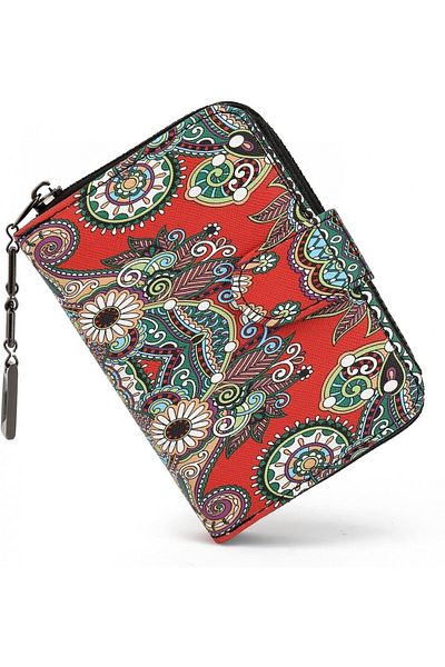 MoFut Women's Wallet, -leather/textile, Multicolor, 13 X 9.5 X 3 Cm