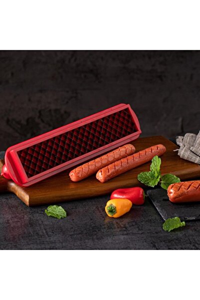 Qlplyzon manual hot dog slicer, stainless steel/plastic, red, 29.5 x 6.5 cm