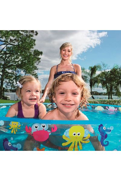 BESTWAY Piscina pentru copii, Bestway, 122 x 122 x 25 cm, 277 l, animale marine, PVC