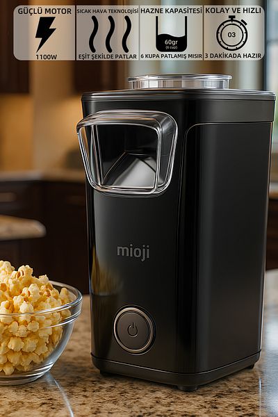 Mioji Mio POPX1 - Oil-Free Compact Popcorn Machine, Black