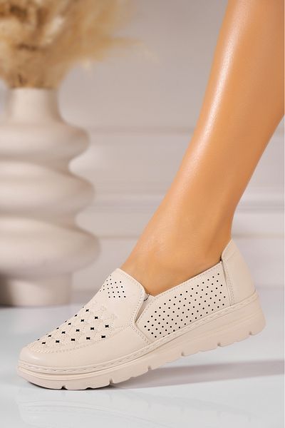 Joana Women's Casual Shoes Beige Made of Keyona Ecological Leather