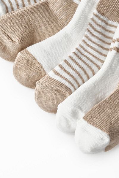 Magu Unisex Baby Cotton Striped 5-Piece Socks Set - Soft Comfort