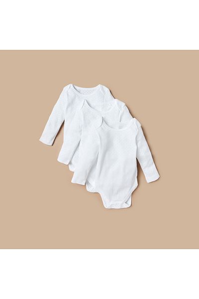 Juniors Textured Bodysuit With Long Sleeves - Set Of 3