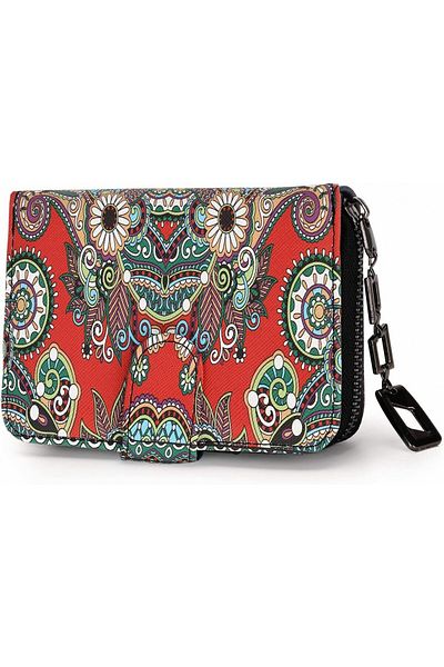 MoFut Women's Wallet, -leather/textile, Multicolor, 13 X 9.5 X 3 Cm
