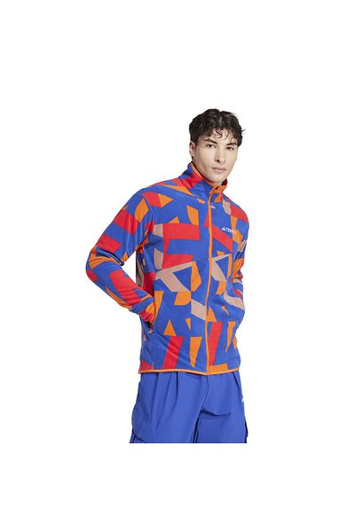 adidas Mt Aop Fz Fl Men's Pink Fleece Jacket Men's Fleece Jacket Je3917