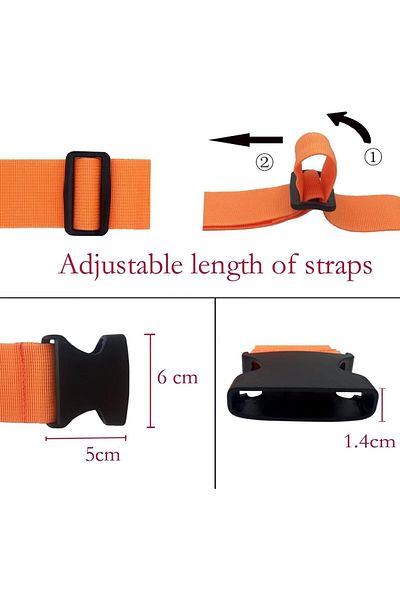 Zyldk Set de 2 curele de bagaje Zyldk, polipropilenă, portocaliu/negru, 5 x 188 cm