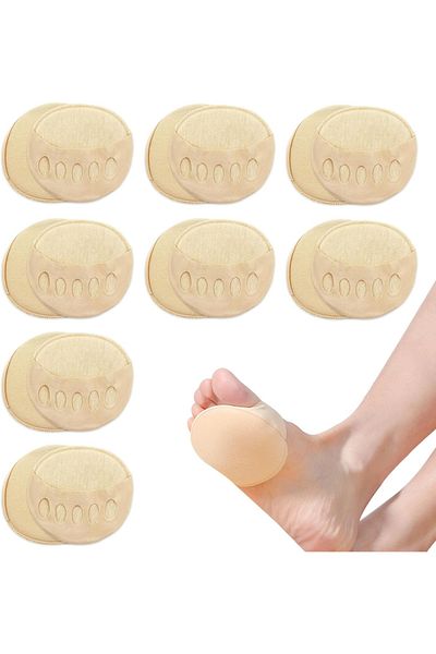 Grantop Set of 8 pairs of Grantop forefoot pads, cotton, beige, 8.5 cm