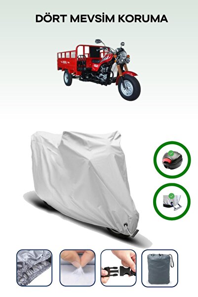 Breen King Motor KR-200 Titus 196 CC - دراجة نارية رمادية مع حقيبة خلفية وتفا...