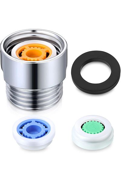 Honoson Set de 5 adaptoare cu limitare pentru chiuveta Honoson, alamă, argintiu, 2,4 x 2,1 cm
