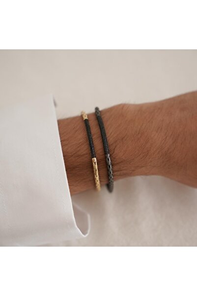 ALTINTAŞ KUYUMCULUK İnce Siyah Piton Altın Bileklik