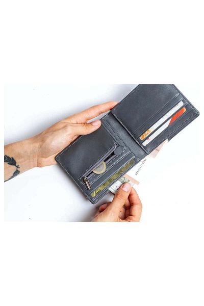 Capelina Youth Wallet, Polyester/pu Leather, Gray, 11.5 X 9.5 X 1.5 Cm