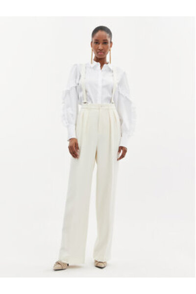 Custommade Women's fabric trousers 999825531 Ecru