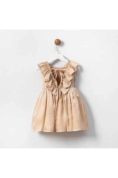 Magu Girl's Sparkling Ruffle Detailed Dress Back Tie Dress