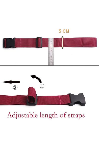 Zyldk Set of 2 Zyldk luggage straps, polypropylene, purple/red, 5 x 188 cm