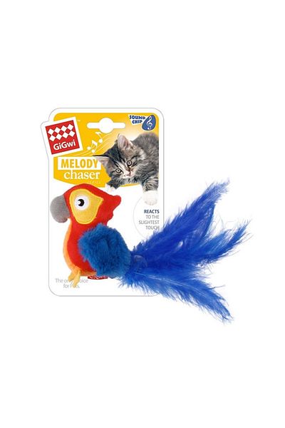 Gigwi GiGwi Melody Chaser Red Parrot with Motion Activated Sound Chip