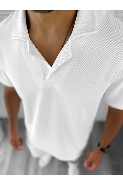 dehaine Men's suit, shorts and t-shirt, White, 8207
