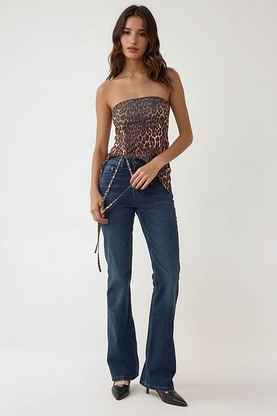 Hiccup Crop top fără bretele cu imprimeu leopard