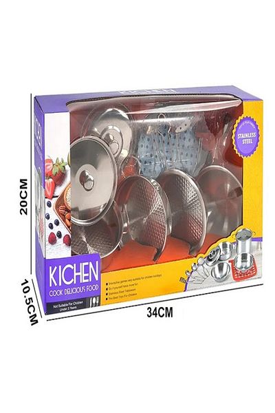 rexa Kids Stainless Steel Kitchen Play Set – Pretend Cooking Toys with Pots, Pans & Utensils
