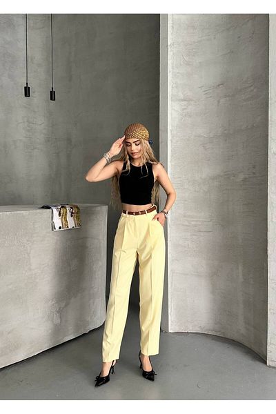 Bak'ap Belted Carrot Cut Fabric Trousers