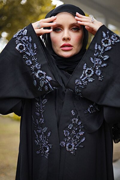 HARİKA WEAR عباية سوداء عالية الجودة مرصعة بالكريستال