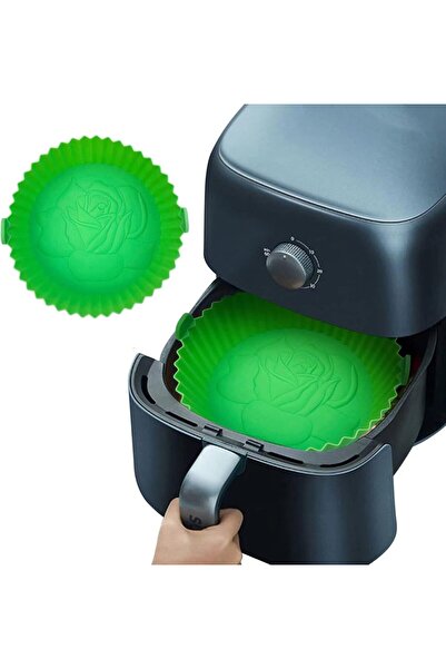 Juingio air fryer basket, silicone, green, 20.5 x 6.6 cm
