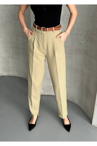 Bak'ap Belted Carrot Cut Fabric Trousers
