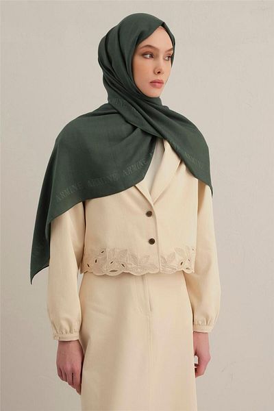 Armine Logo Bordered Cotton Silk Shawl 48