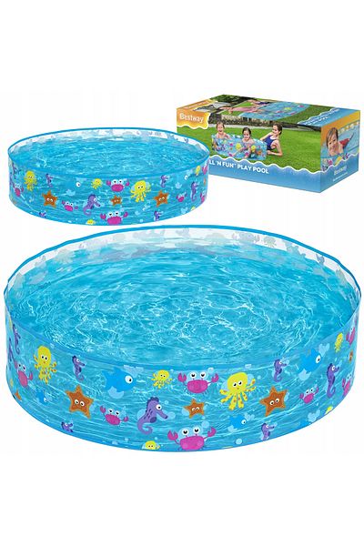 BESTWAY Piscina pentru copii, Bestway, 122 x 122 x 25 cm, 277 l, animale marine, PVC