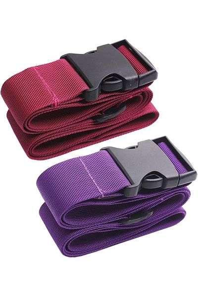 Zyldk Set of 2 Zyldk luggage straps, polypropylene, purple/red, 5 x 188 cm