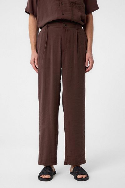 Antioch Brown Relaxed Modal Fabric High Waist Men's Trousers