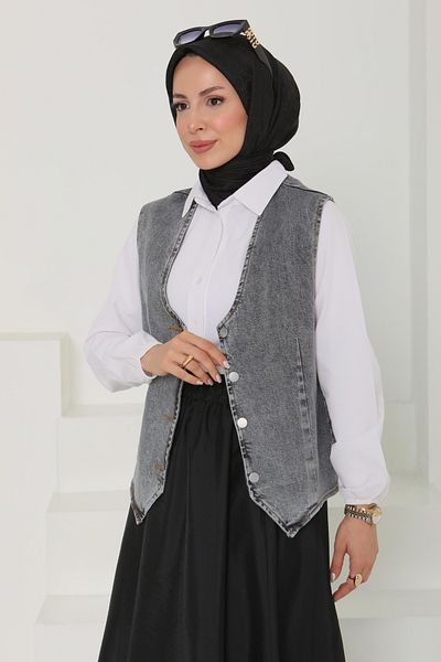 TOFİSA سترة قصيرة من الدنيم أنثراسايت - 27099