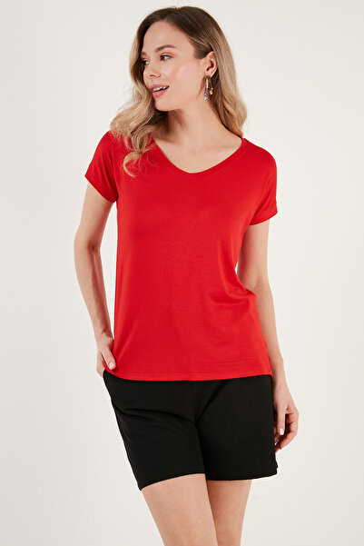 Lela V-Neck Relaxed Fit Slit Detailed 2'Li Package Blouse Bluz 5862000S2