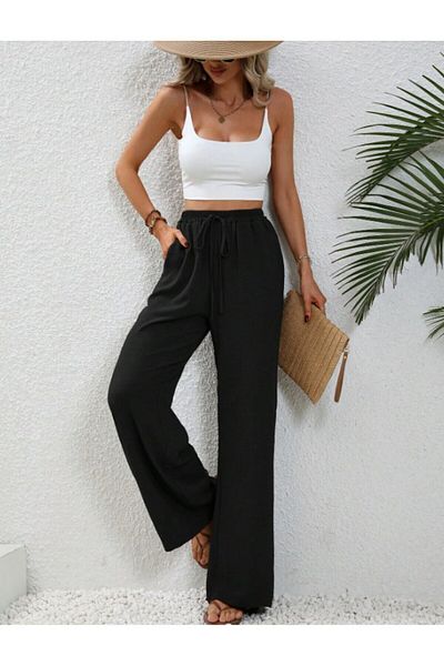 The Champ Clothing Women's Elastic Waist Comfortable Fit Aerobin Fabric Women's Trousers