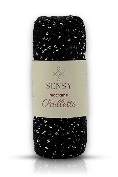 SENSY Paillette Sequin Polyester Macrame Thread Polyester Macrame Thread Supply Thread Sequin Bag Thread Black