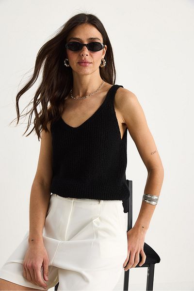 Bianco Lucci Women's V-Neck Waist Detailed Basic Knitwear Blouse 20258007
