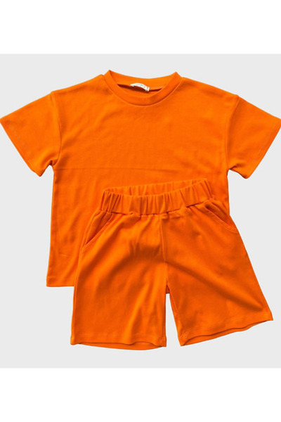 VEKSORA T-shirt ve Short Takım Turuncu (1-9 Yaş)