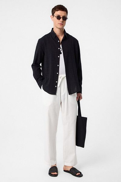Antioch Black Relax Fit Textured Men's Shirt
